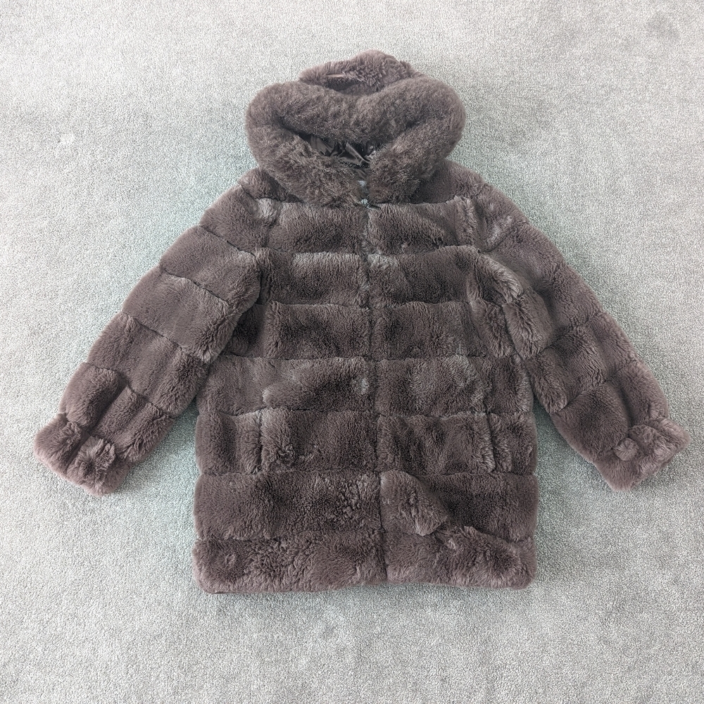 Calvin Klein Women's Faux Fur Jacket Size Large NEW NWT Brown